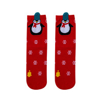 Chaussettes d'hiver personnalisées OEM pour Noël, motif Père Noël et Bonhomme en pain d'épices, respirantes, tricotées, mi-mollet, pour femme, antidérapantes, usage quotidien