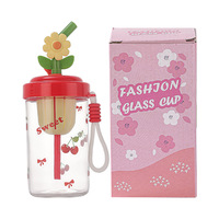 Tasses à thé en verre à double paroi anti-fuite à motif floral, théières à infusion froide, mugs de voyage portables