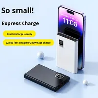 Batterie externe ultra-mince 10000 mAh Li-Polymère avec affichage LED, charge rapide PD 22,5 W, double USB Type-C QC3.0, portable, vente en gros OEM