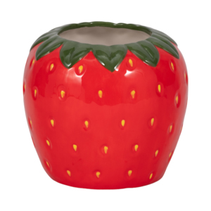 Pot de fleurs décoratif en céramique en forme de fraise pour l'intérieur, l'extérieur et la présentation en jardin - Product Image 1