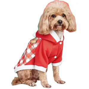 Pakaian anjing Natal pakaian hangat hewan peliharaan merah mantel Natal uniseks ringan jaket anjing untuk anjing besar