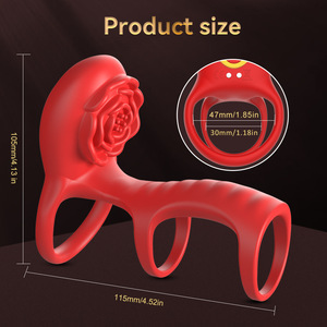A Male App Wireless Remote Control Electric Locking Sperm Ring with Three Rings and 10 Frequency <b>Vibration</b> for Couple Share - Product Image 5