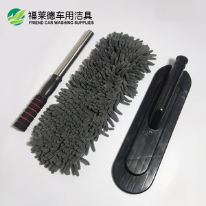 <b>Long</b> <b>Handled</b> Retractable Wax Mop Grey Stainless Steel Oxford Cloth Car Cleaning Brush Extendable Chenille <b>Duster</b> - Product Image 3