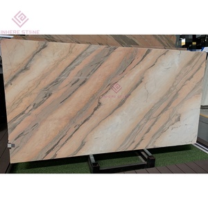 Élégante dalle de vanité en <span class=keywords><strong>marbre</strong></span> rose Statuario Rosso en pierre naturelle avec évier intégré design de salle de bain spa - Product Image 4