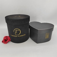 Boîtes rigides noires personnalisées en promotion avec logo personnalisé, revêtement UV, gaufrage à chaud doré, roses, fleurs, cadeaux, boîtes rondes en forme de cœur