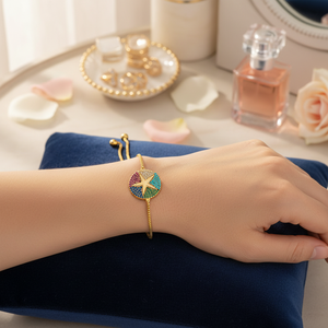 สร้อยข้อมือหินประดับเพทายชุบทองแฟชั่นรูปดาว - Product Image 3