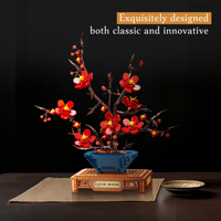 Set Blok Bangunan Plum Blossom DIY Model MOC Buket Dekorasi Desktop Hadiah Koleksi Dewasa Hari Ulang Tahun