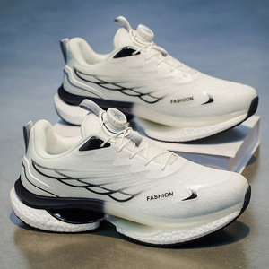 Chaussures de course pour hommes, bleu clair, noir, blanc, bouton rotatif, absorbant les chocs, baskets décontractées respirantes pour adolescents de 13 à 17 ans - Product Image 2