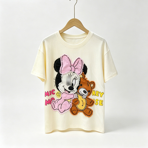 ZiTong Fashion Cute <strong>Minnie</strong> <strong>Mouse</strong> with Teddy Bear Graphic <strong>T</strong>-<strong>shirt</strong> Women Casual Loose Short Sleeve Top - Product Image 4