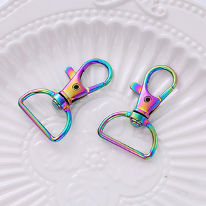 ห่วงรูปตัว D โลหะสีรุ้งตะขอเกี่ยวพวงกุญแจล็อบสเตอร์ฮาร์ดแวร์สายคล้องสำหรับอุปกรณ์เสริมพวงกุญแจแบบทำมือ - Product Image 4
