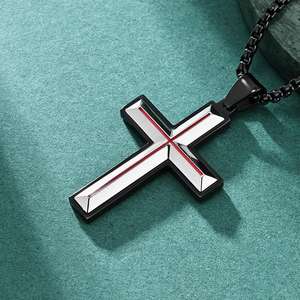 Diseñador Hip Hop mano Cruz religiosa cristiana deslustre libre impermeable Acero inoxidable moda joyería colgante collar para hombres - Product Image 6