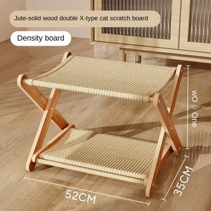 Arbre à chat moderne et écologique avec nid intégré, design multi-niveaux en bois massif, poteaux à gratter en sisal, perchoirs double couche - Product Image 6