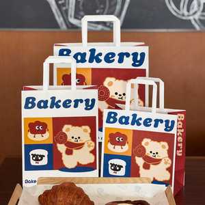 ถุงกระดาษใส่อาหารทรงสี่เหลี่ยมพิมพ์ลาย ราคาแข่งขัน ถุงกระดาษคราฟท์สีขาวสำหรับใส่ขนมปังและของช้อปปิ้ง พร้อมโลโก้ สำหรับอาหารแบบนำกลับบ้าน - Product Image 2