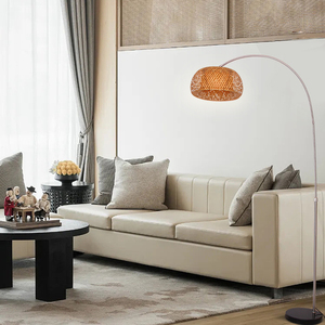 Lampadaire en bambou et <span class=keywords><strong>rotin</strong></span>, grand abat-jour unique en bambou, avec ampoule, hauteur réglable, éclairage <span class=keywords><strong>sur</strong></span> <span class=keywords><strong>pied</strong></span> pour la maison et l'hôtel - Product Image 5