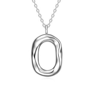 Collar con colgante de forma ovalada simple de Plata de Ley 925 para mamá, esposa, novia - Product Image 1