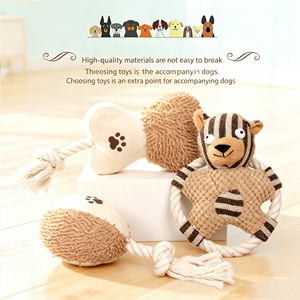 Jouet à mâcher pour chien en peluche, matériau en polyester, résistant aux morsures, nettoyage des dents, divertissement interactif pour les races moyennes et grandes - Product Image 4