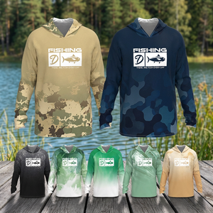 เสื้อตกปลาแขนยาว OEM UPF50 ป้องกันแสงแดด แห้งเร็ว พิมพ์ลายแบบ Heat-Transfer ผลิตจากโพลีเอสเตอร์ 100% สำหรับตกปลาทะเล - Product Image 3
