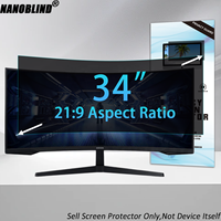 Filter Privasi Keamanan Data untuk Monitor 34" 21:9, Pelindung Layar Anti Sadap, Anti Silau, Anti Cahaya Biru, Anti Sidik Jari, Dapat Digunakan Kembali