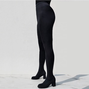 Low Chunky Heels Stretch Women's Pant Boots Thigh High Custom Skintight Sock <b>Booties</b> Ladies Long Trousers Shoes - Product Image 1