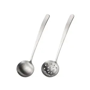 Kitchen Gadgets Hammered Pattern Luxury Gold Soup Spoons Stainless Steel Soup Ladle Serving Spoons For Home And Kitchen