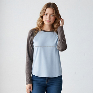 T-<span class=keywords><strong>shirt</strong></span> à manches raglan contrastées bicolores personnalisé pour femmes, <span class=keywords><strong>tee</strong></span>-<span class=keywords><strong>shirt</strong></span> décontracté pour femmes - Product Image 1