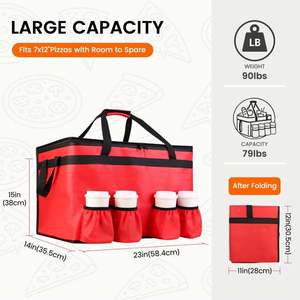 Food Catering Bag Insulated Large Bags Cooler Bags with Waterproof Carrier Geometric Food Delivery Bag & 4 Cup Holders - Product Image 5
