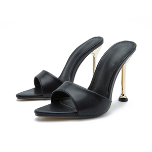 204 New European and American High <b>Heel</b> Women's Sandals Metal Thin <b>Heel</b> Women's Sandals - Product Image 1