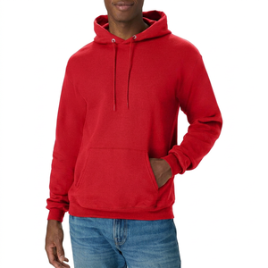 Sudadera con Capucha Roja para Hombre, de Forro Polar, Color Sólido, Informal, con Bolsillo Delantero, Corte Regular, para Otoño - Product Image 1
