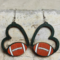 Pendientes Colgantes de Madera con Forma de Corazón Geométrico de Moda para Mujer, Hipoalergénicos, con Diseños de Fútbol, Béisbol, Baloncesto, Tenis y Voleibol