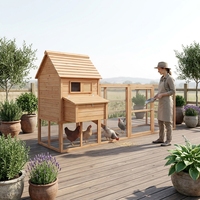 Poulailler carré moderne en bois pour l'extérieur avec porte coulissante, enclos sécurisé, grande poulailler ventilée pour jardin