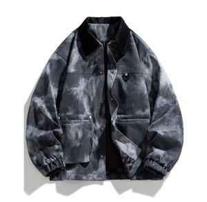 La <span class=keywords><strong>giacca</strong></span> abbottonata da uomo di velluto a coste alla moda con effetto Tie Dye unico è la scelta ideale per la stagione fredda da strada <span class=keywords><strong>e</strong></span> l'usura quotidiana - Product Image 2