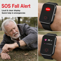 Montre connectée 4G pour personnes âgées atteintes de démence, alarme de chute, appel SOS, suivi GPS, carte SIM, suivi du sommeil, montre connectée pour seniors avec alerte d'urgence