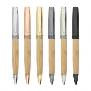 Nouveauté - Stylo à bille en bambou recyclé - Acier inoxydable - Stylos à bille métalliques de haute qualité avec logo personnalisé - Product Image 2