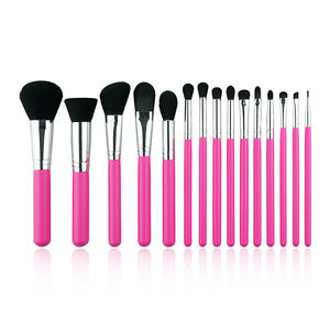 Ensemble de 15 pinceaux de maquillage vegan, poils noirs, pinceau plat courbé, kit d'outils cosmétiques pour le visage, fond de teint, personnalisable OEM - Product Image 4