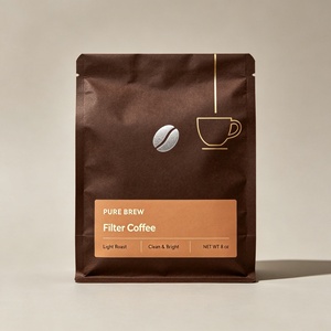 ถุงกระดาษคราฟท์แบบคลาสสิกสำหรับบรรจุเมล็ดกาแฟคั่ว พร้อมวาล์วระบายอากาศแบบทางเดียว ป้องกันการรั่วซึม ซิปล็อคด้านบน สำหรับบรรจุภัณฑ์อาหาร - Product Image 1