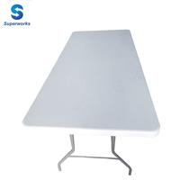 Moderne Heavy Duty Portable Pliant Carré En Plastique Table À Manger Poignée Serrure Intérieur Extérieur Rotin HDPE Pique-Nique Parties Parcs