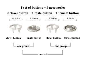Kit de 50 Botones a Presión Metálicos de 9.5mm con Alicates de Presión para Ropa, Herramienta de Instalación de Botones, Accesorios de Costura - Product Image 5