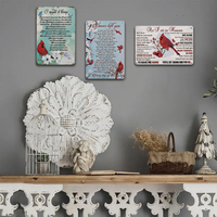 Decoración de Pared de Pájaro Cardenal de Hojalata Vintage Súper Duradera para Cueva, Bar, Cocina, Hogar, Logotipo