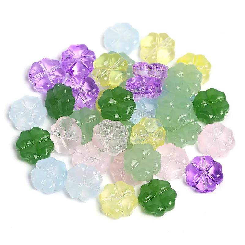 10mm transparent jelly color Four Leaf Clover lampwork glass beads for jewelry making diy bracelet Material