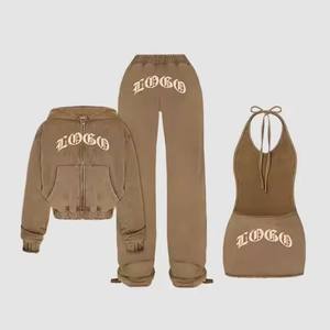 Tute da ginnastica personalizzate da <span class=keywords><strong>donna</strong></span> in cotone 100% francese Terry Vintage acido lavaggio con cappuccio <span class=keywords><strong>e</strong></span> felpa con cappuccio da <span class=keywords><strong>donna</strong></span> - Product Image 4