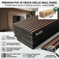 Panneau de grille en PVC haute densité à 10 voies, film grain de bois 8 mm, plaque murale 120 cm