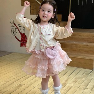 Girls Korean Style Floral <b>Cardigan</b> Skirt Set Cotton Three Piece <b>Spring</b> Outfit For Kids - Product Image 2