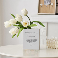 Vase à fleurs en acrylique créatif de qualité supérieure, vase à fleurs esthétique transparent pour la décoration de la maison, du bureau, du bureau à domicile, ornement moderne Art Déco, cadeau