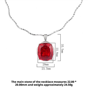 Collier pendentif géométrique en cuivre écologique de haute qualité avec zircone cubique rouge taillée en rectangle 20*23mm et pierres précieuses colorées - Product Image 6