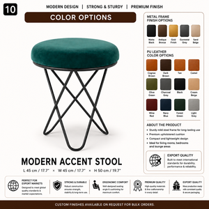 Pouf rond en métal avec siège rembourré élégant pour salon, chambre, salle de séjour, bureau à domicile et décoration intérieure moderne - Product Image 2