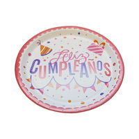 Assiettes en papier jetables roses écologiques pour gâteaux d'anniversaire, vaisselle de fête pour enfants, décoration de mariage et de célébrations