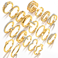 Bague de mariage tendance pour femme, double couche, plaquée or, acier inoxydable, incrustation de zircon, étanche, cadeau