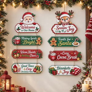 Insegna Natalizia in Legno Bestseller con Scritta 'Hope Joy Peace Love Believe', Decorazione Luminosa per Porta e Parete, Addobbo Natalizio per Casa - Product Image 1