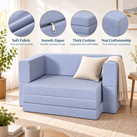 Canapé-lit pliant compact, housse lavable amovible, mousse compressible, canapé lounge 2 places pour chambre d'amis & maison