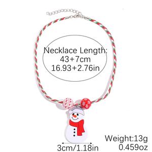 Christmas Fashion Pendant <b>Necklaces</b> Set Women Cute Snowflake Santa Claus <b>Candy</b> Cane Jewelry Holiday Gift Adjustable Rope Chain - Product Image 6